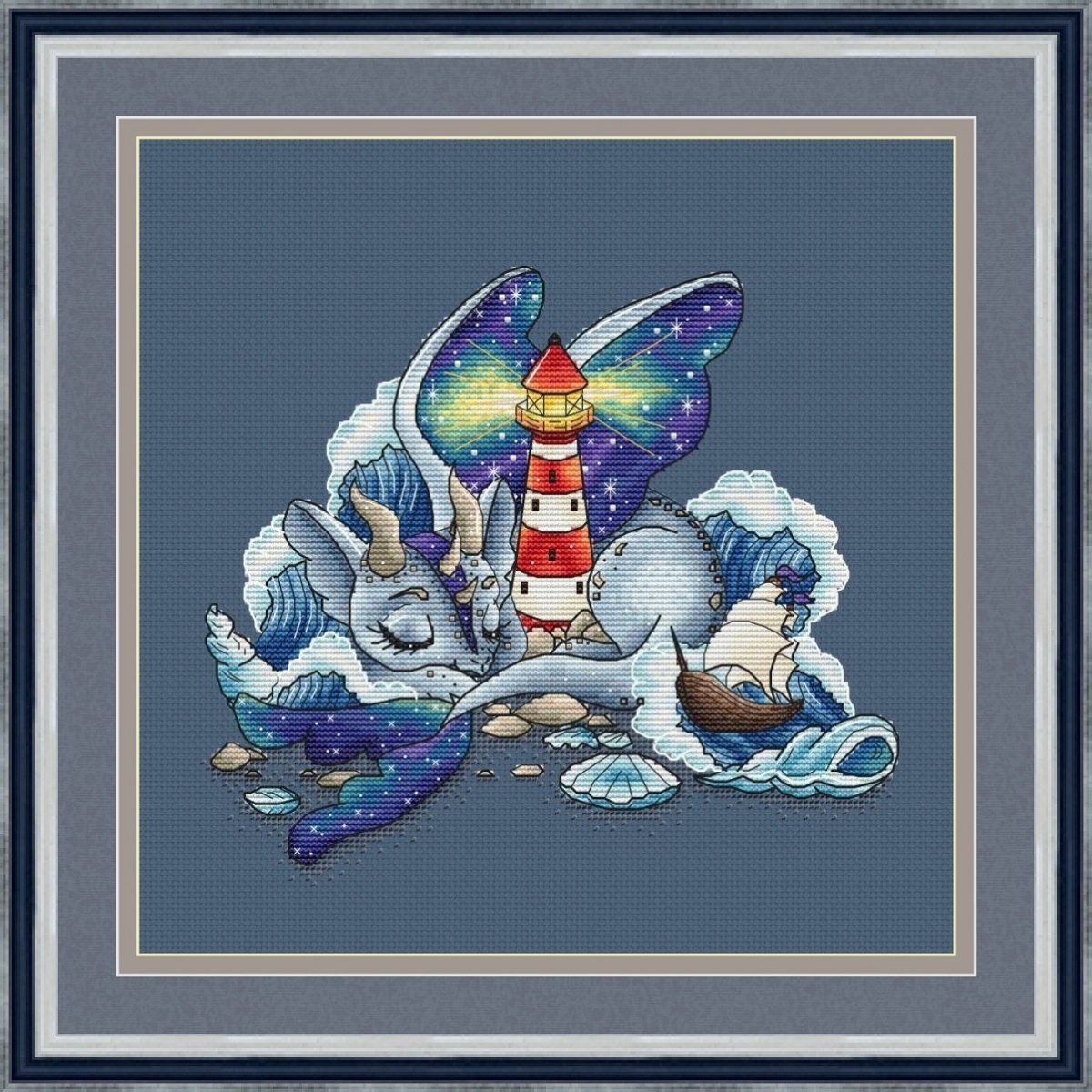 Dragon with a Lighthouse Cross Stitch Pattern фото 2