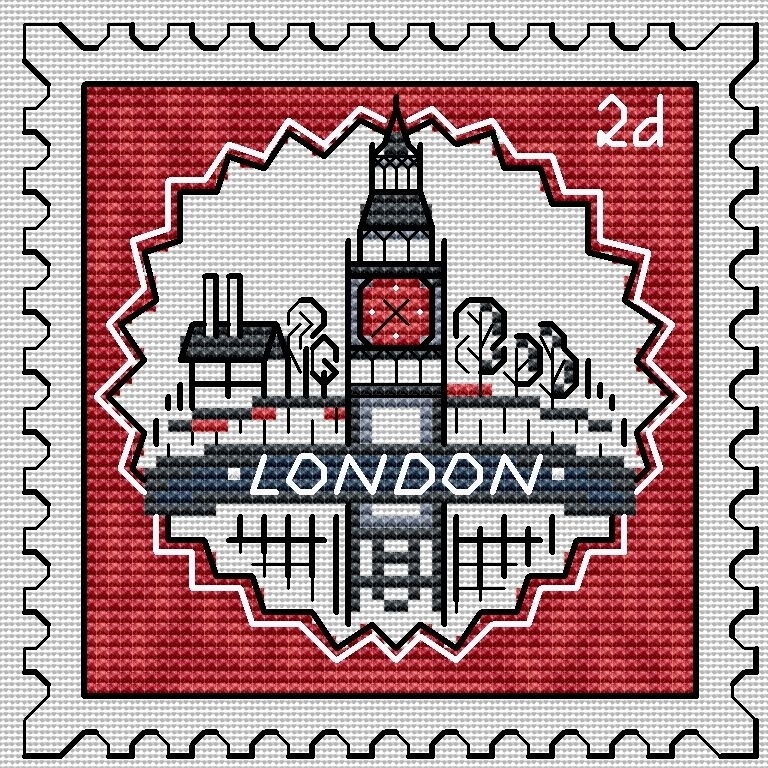 Postage Stamp London Cross Stitch Pattern фото 1