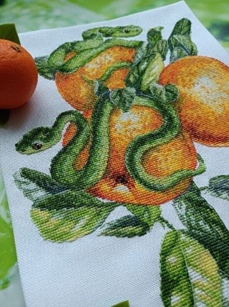 Snakes and Tangerine Cross Stitch Pattern фото 4