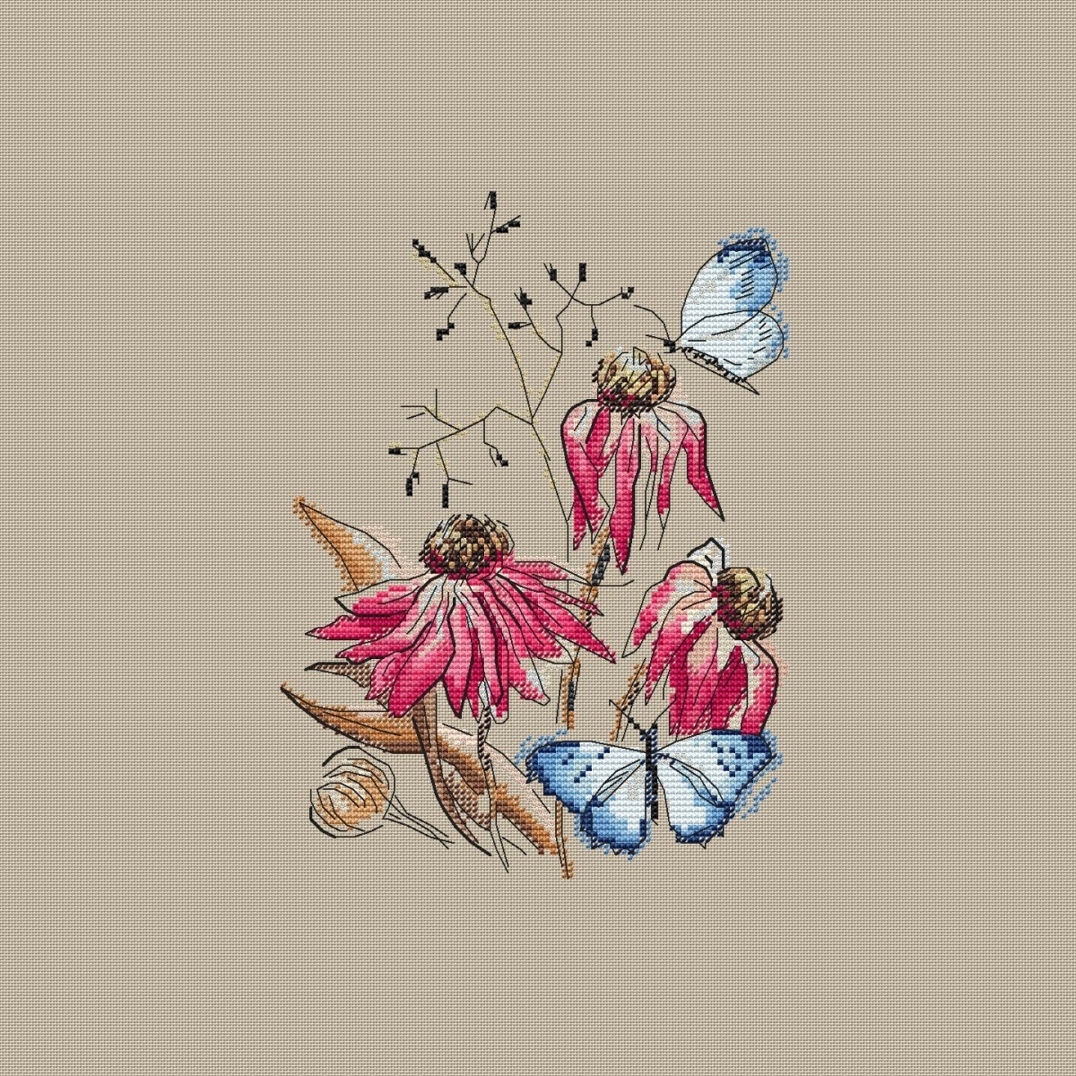 Flowers. Sketch. Chamomiles Cross Stitch Pattern фото 1