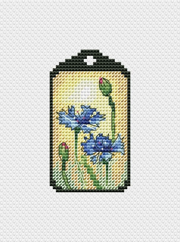 Cornflower Keychain Cross Stitch Pattern фото 1
