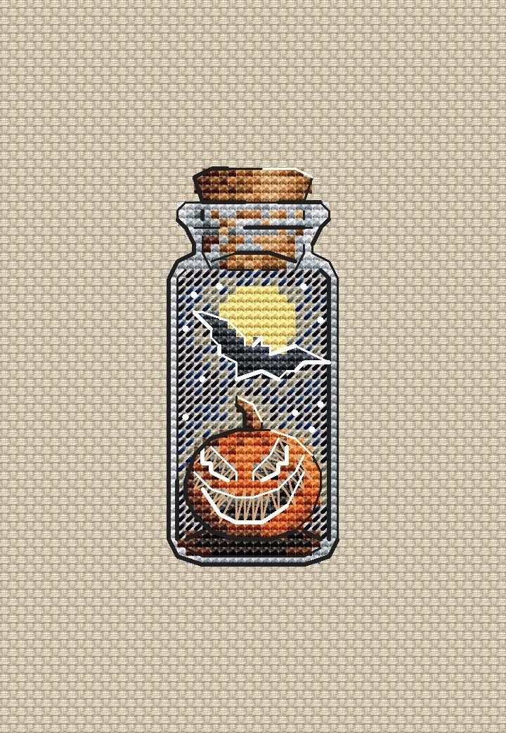 Bottles. Pumpkin Cross Stitch Pattern фото 1