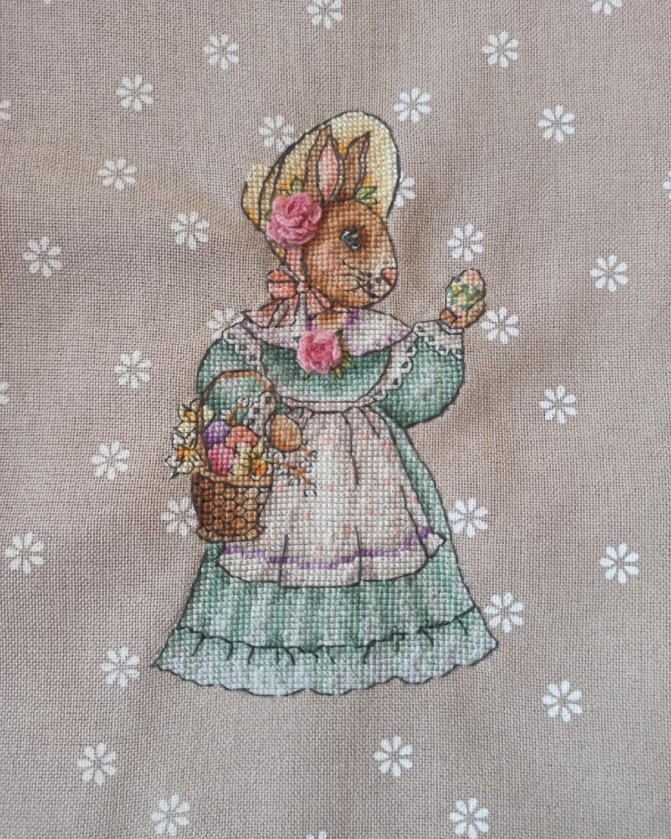 Easter Bunny Lady Cross Stitch Pattern фото 3