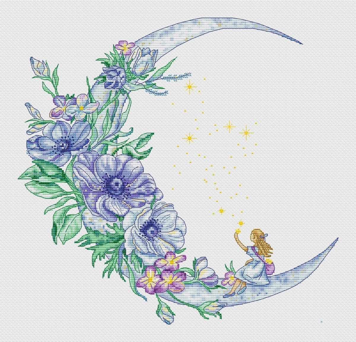 Flower Moon Fairy Cross Stitch Pattern фото 3