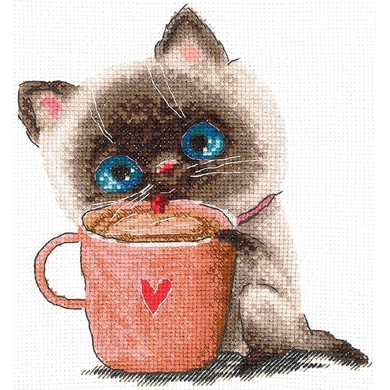 Coffee Lovers. Cat Cross Stitch Kit фото 1