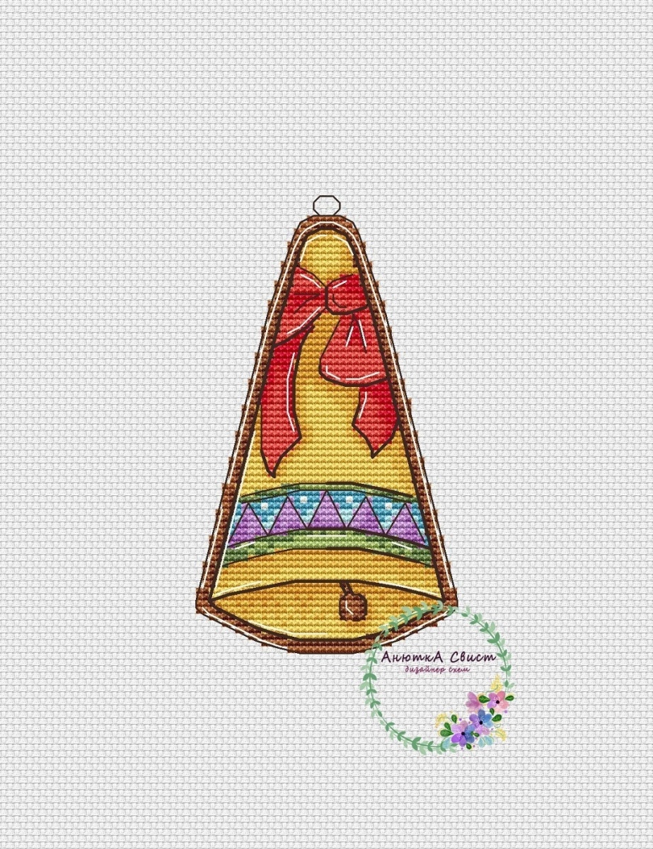 Gingerbread Bell Cross Stitch Pattern фото 1