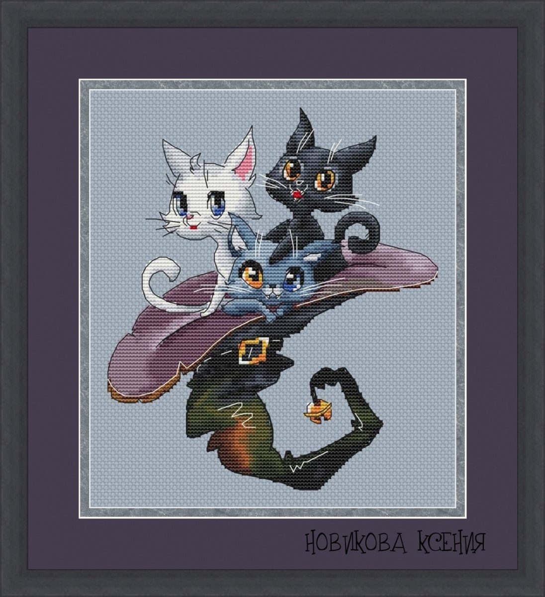 Witch's Kittens Cross Stitch Pattern фото 1