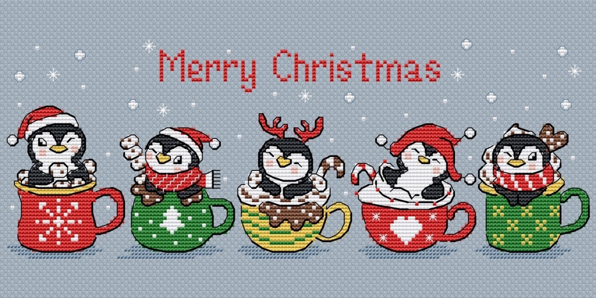 Christmas Penguins Cross Stitch Pattern фото 1