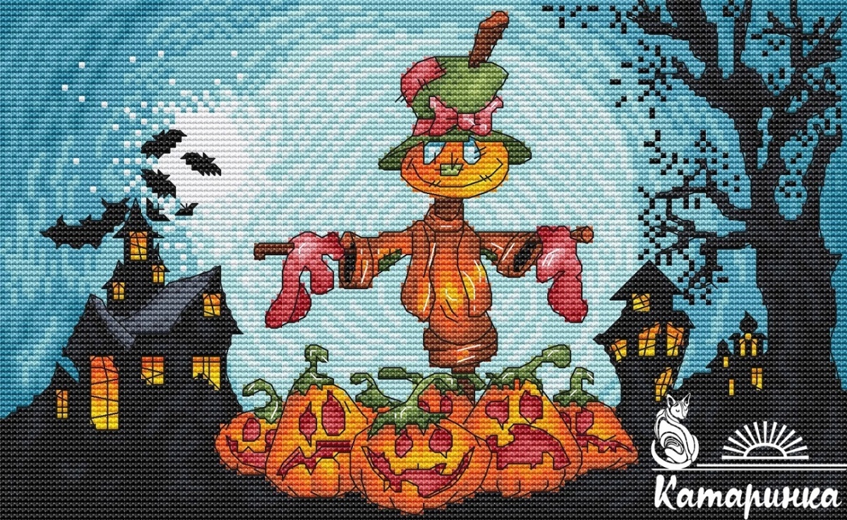 Halloween Scarecrow Cross Stitch Pattern фото 1