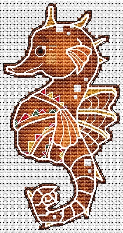 Gingerbread Seahorse Cross Stitch Pattern фото 1