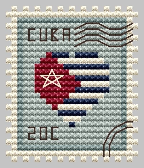 Cuba Postage Stamp Cross Stitch Pattern фото 1
