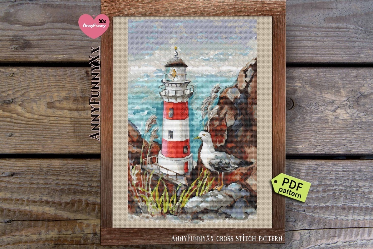 Lighthouse and Seagull Cross Stitch Pattern фото 4