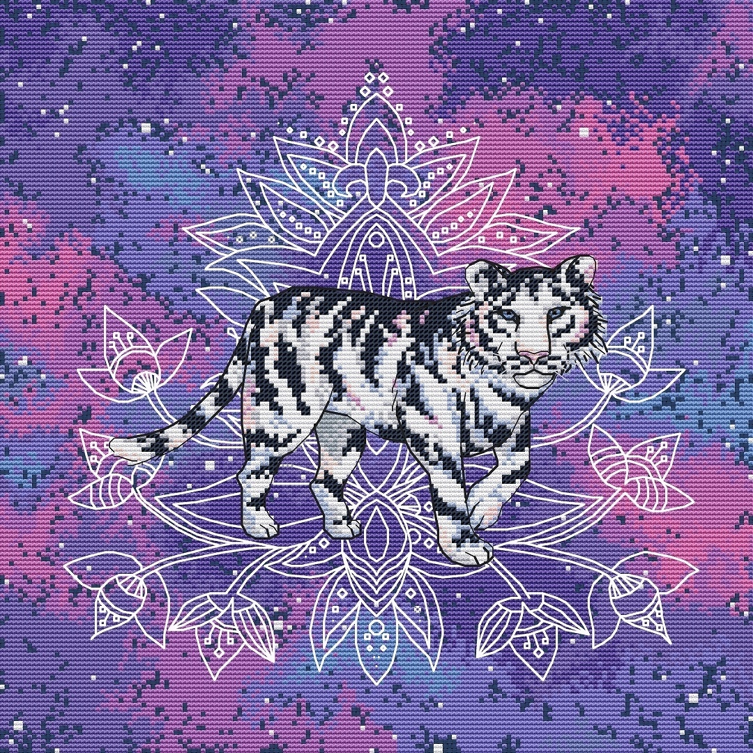 Mandala Tiger Cross Stitch Pattern фото 1