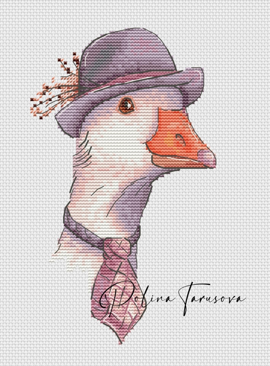 Goose Gentleman Cross Stitch Pattern фото 1