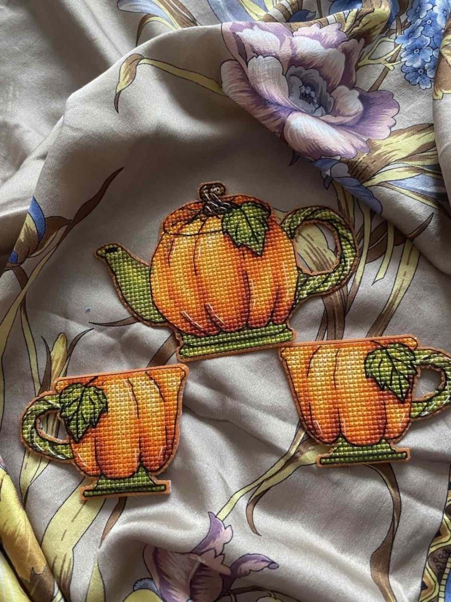 Pumpkin Tea Set Cross Stitch Pattern фото 2