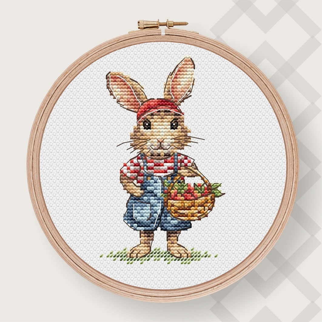 Rabbit with a Basket Cross Stitch Pattern фото 1