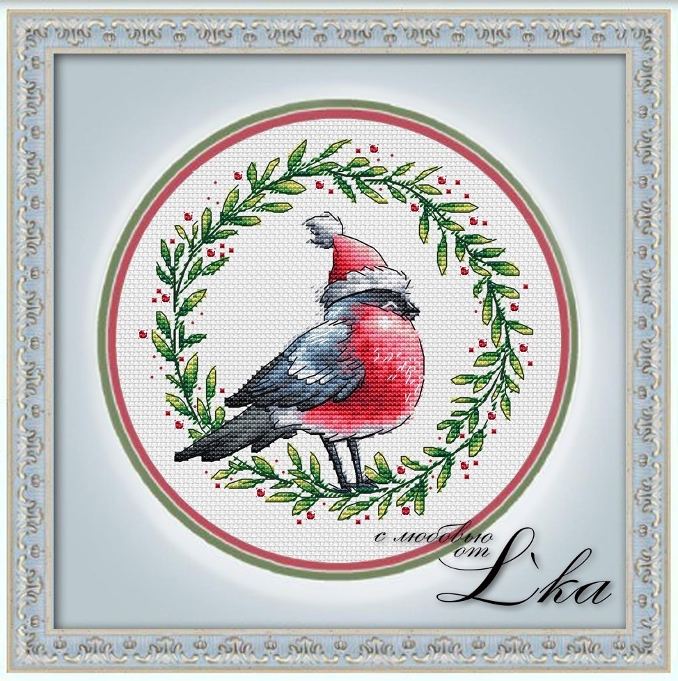 Christmas Bullfinch Cross Stitch Pattern фото 1