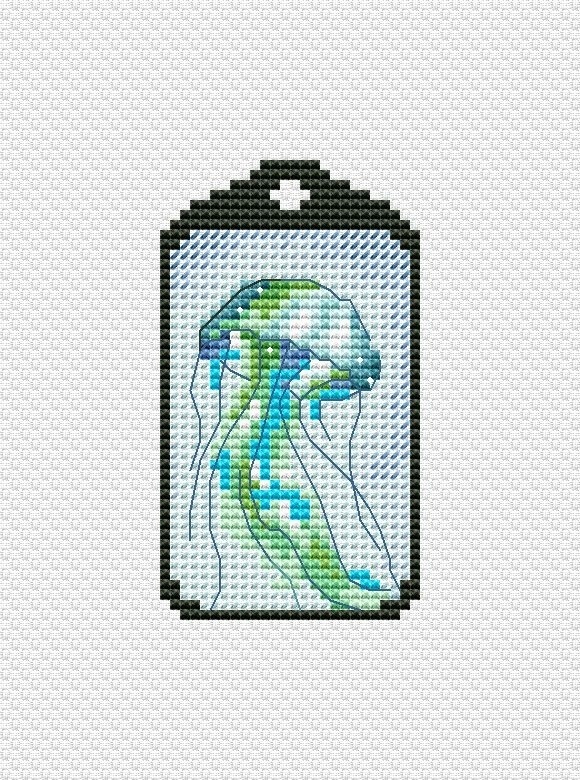 Jellyfish Keychain Cross Stitch Pattern фото 1