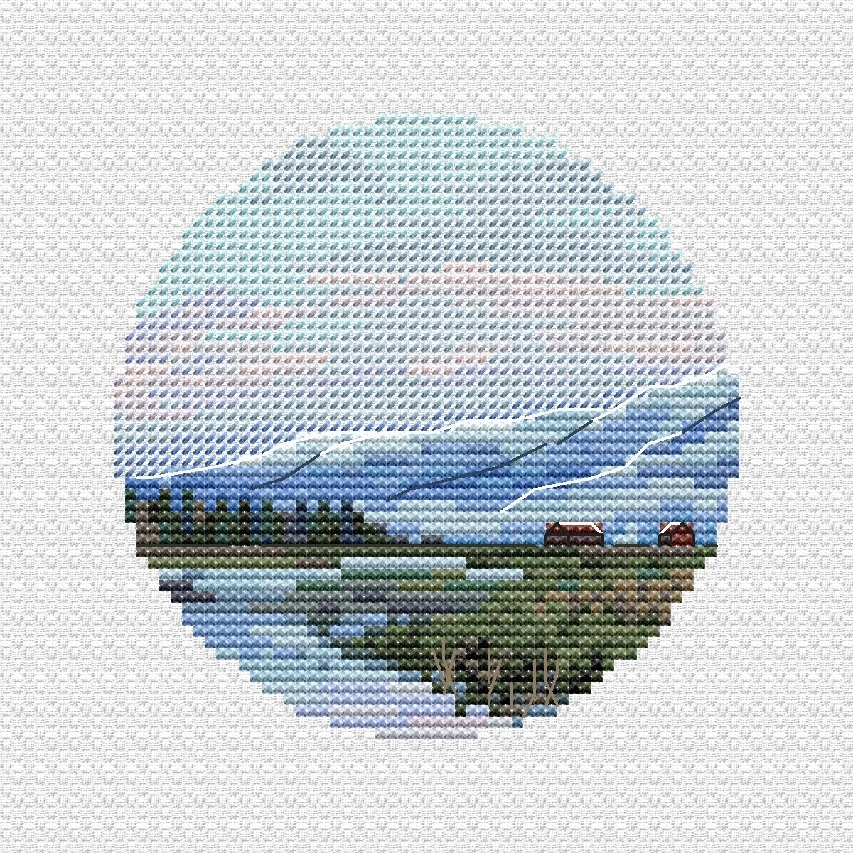 Evening in the Mountains Cross Stitch Pattern фото 1