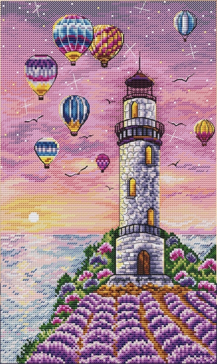 Lighthouse in Lavender Cross Stitch Pattern фото 1