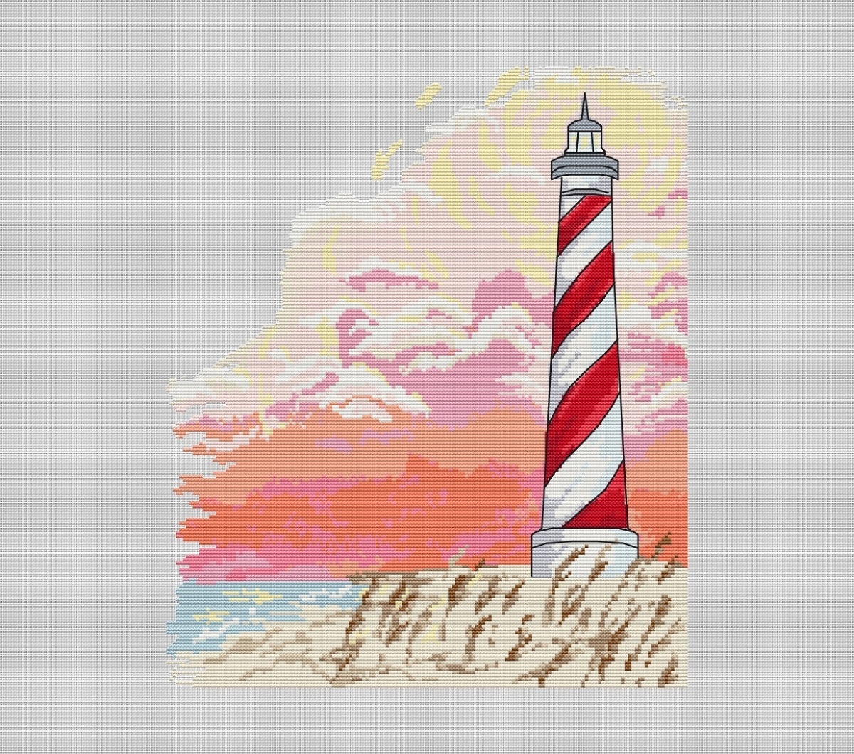 Pink Lighthouse Cross Stitch Pattern фото 2