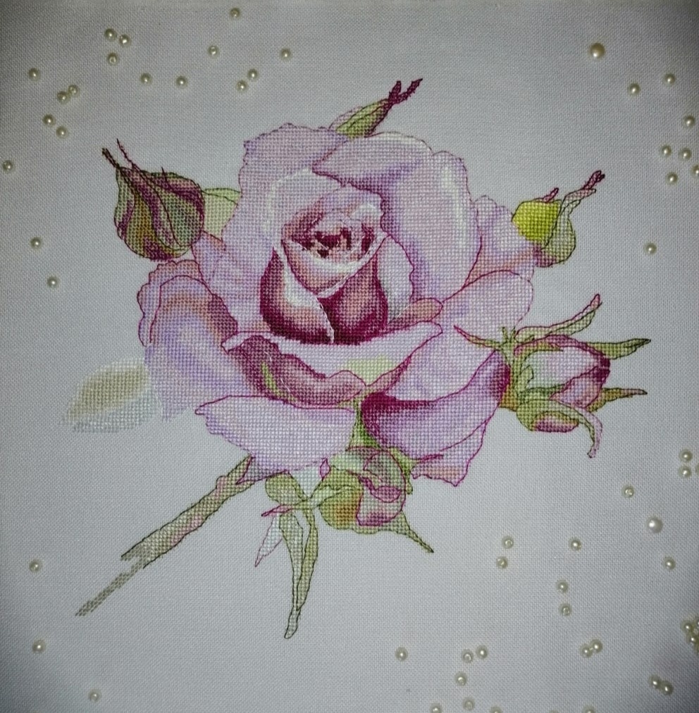 Watercolor Pink Rose Cross Stitch Pattern фото 7