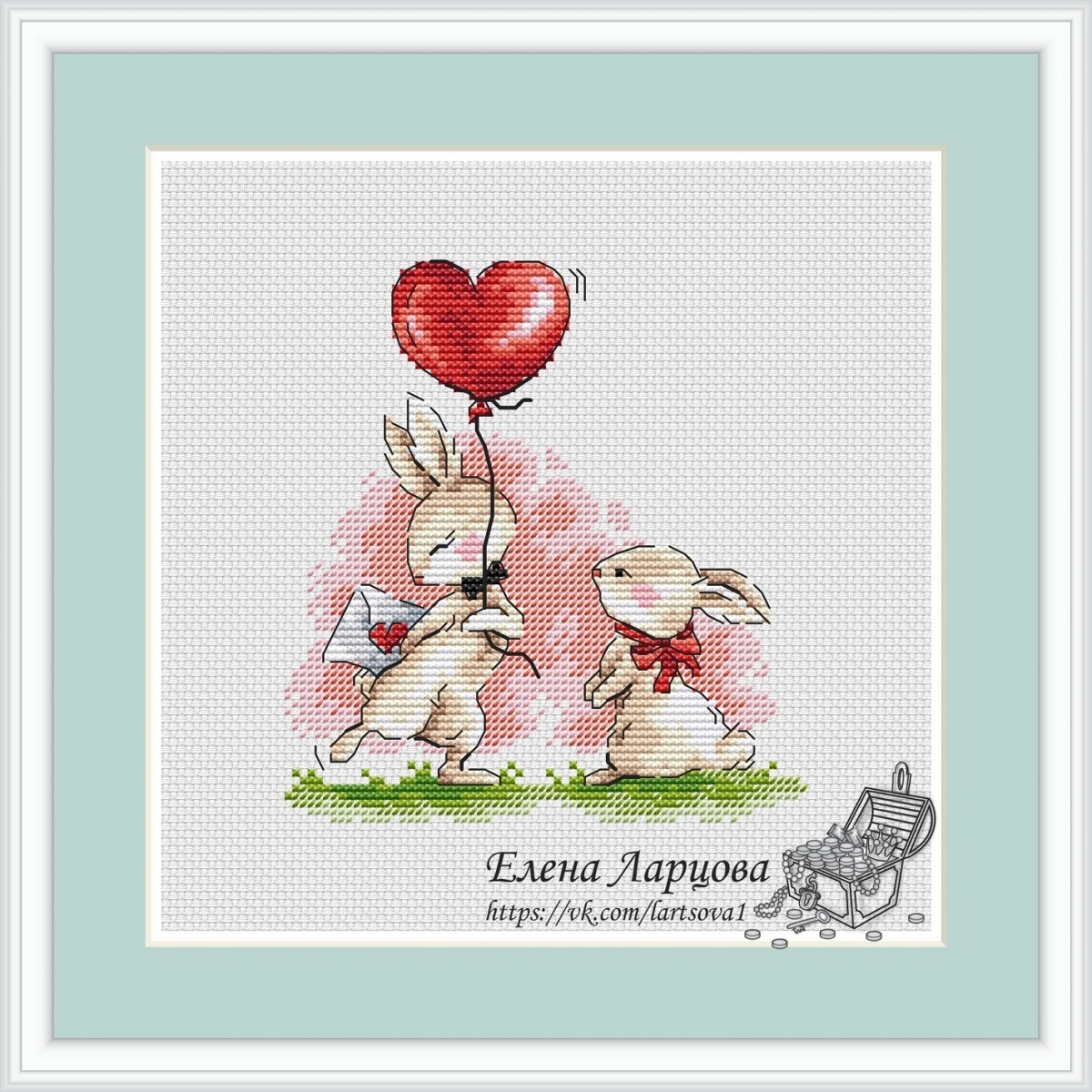 Spring Bunnies. First Date Cross Stitch Pattern фото 1