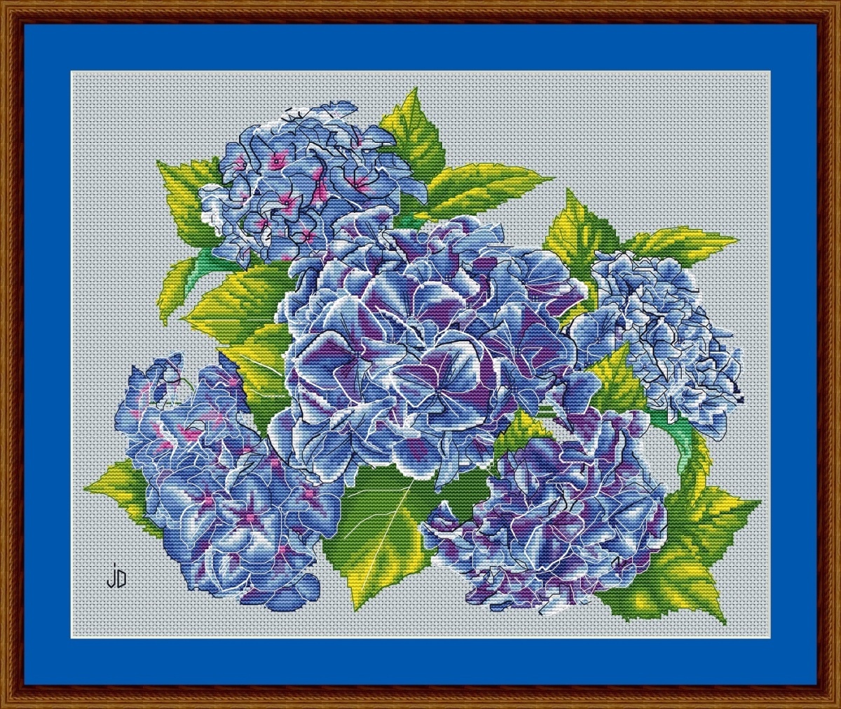 Blue Hydrangea Cross Stitch Chart фото 1