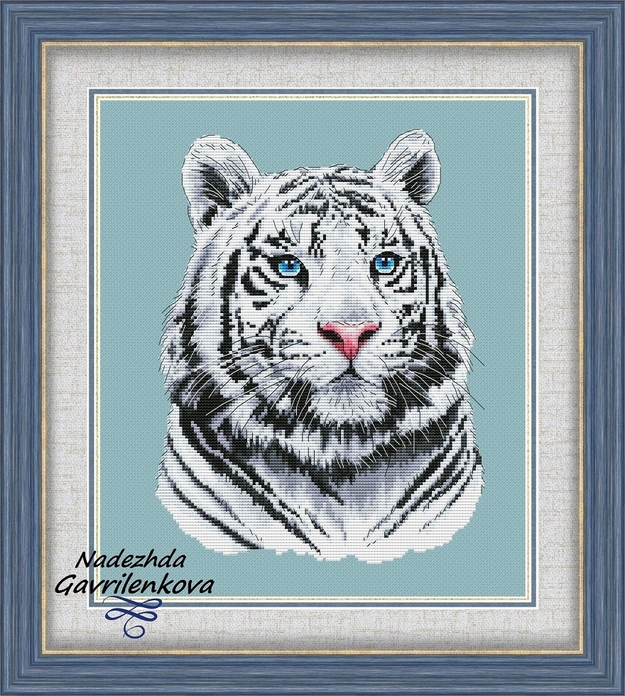 White Tiger Cross Stitch Pattern фото 1
