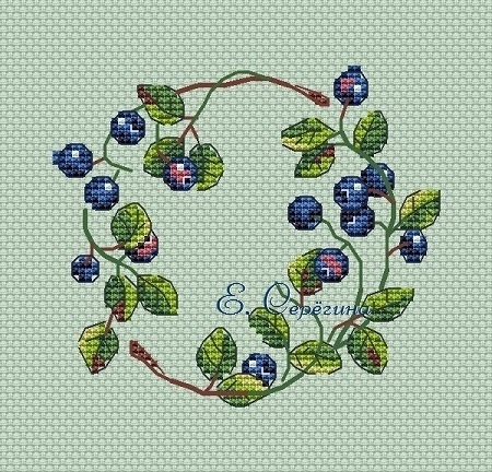 Blueberry Wreath Cross Stitch Pattern фото 3