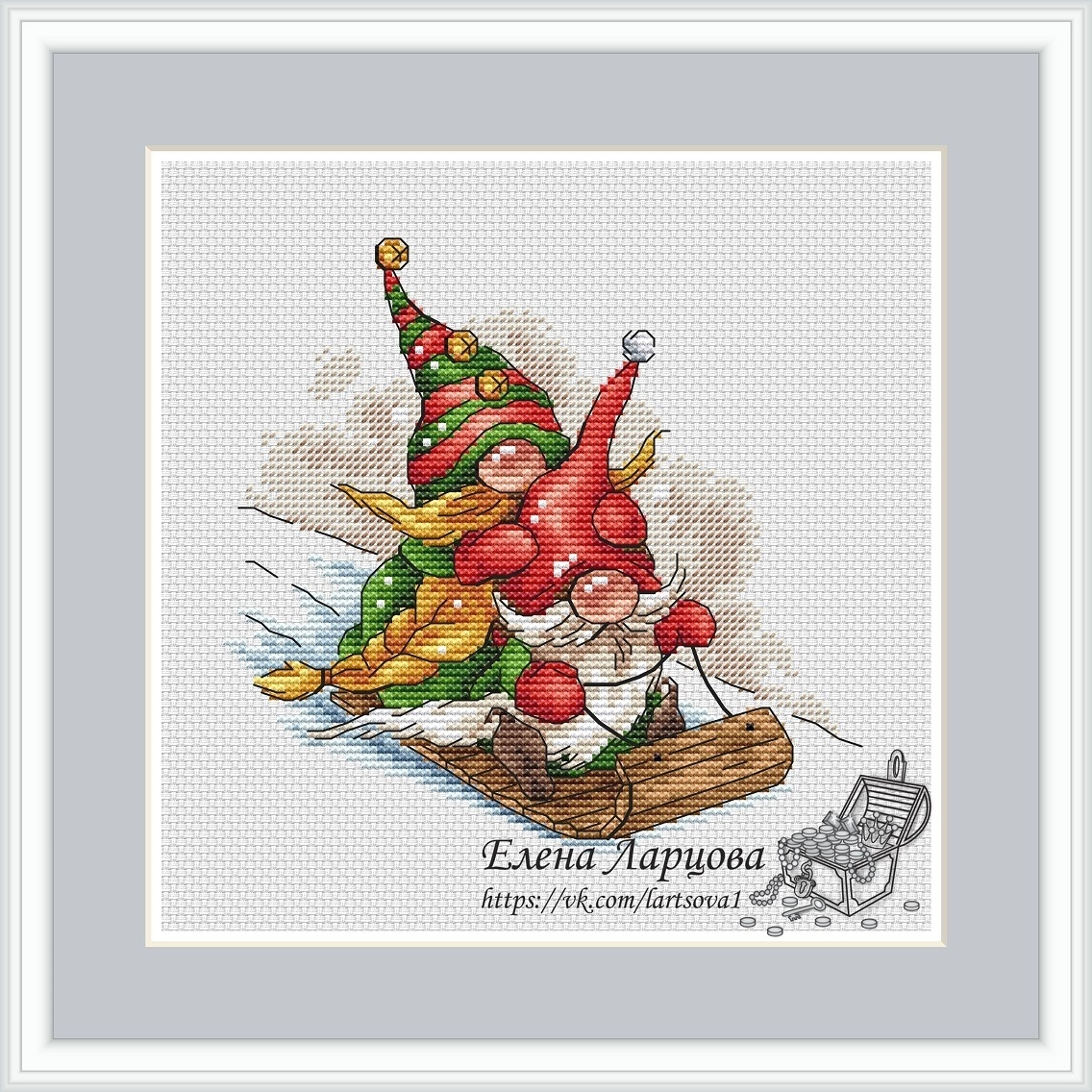 Christmas Holidays. Sledging Cross Stitch Pattern фото 1