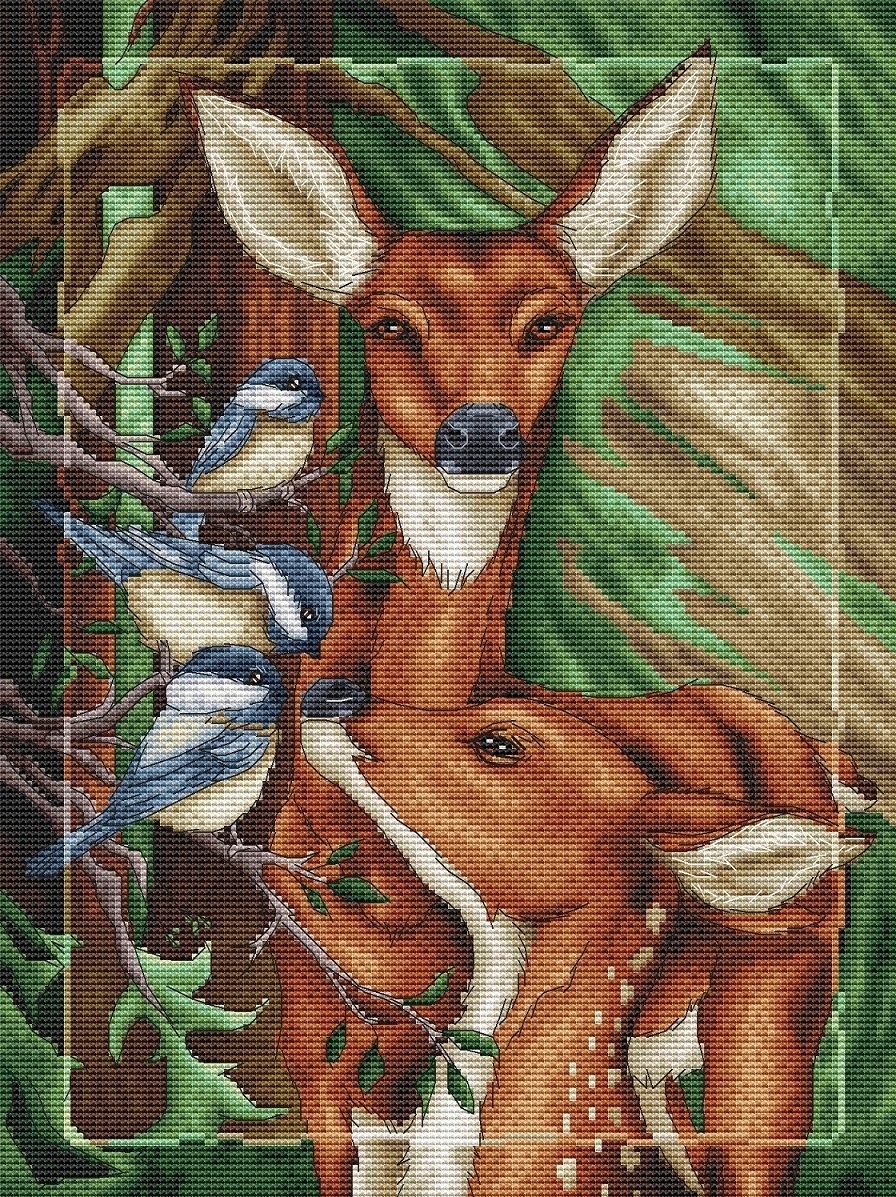 Forest Inhabitants. Deers Cross Stitch Pattern фото 1