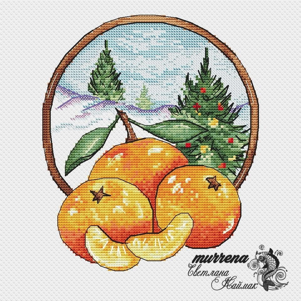 Tangerines Cross Stitch Pattern фото 1