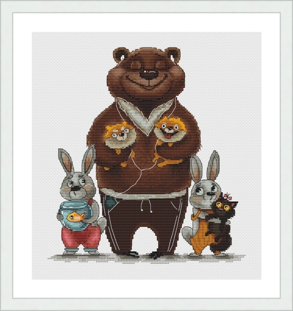 Bear and Family Cross Stitch Pattern фото 2