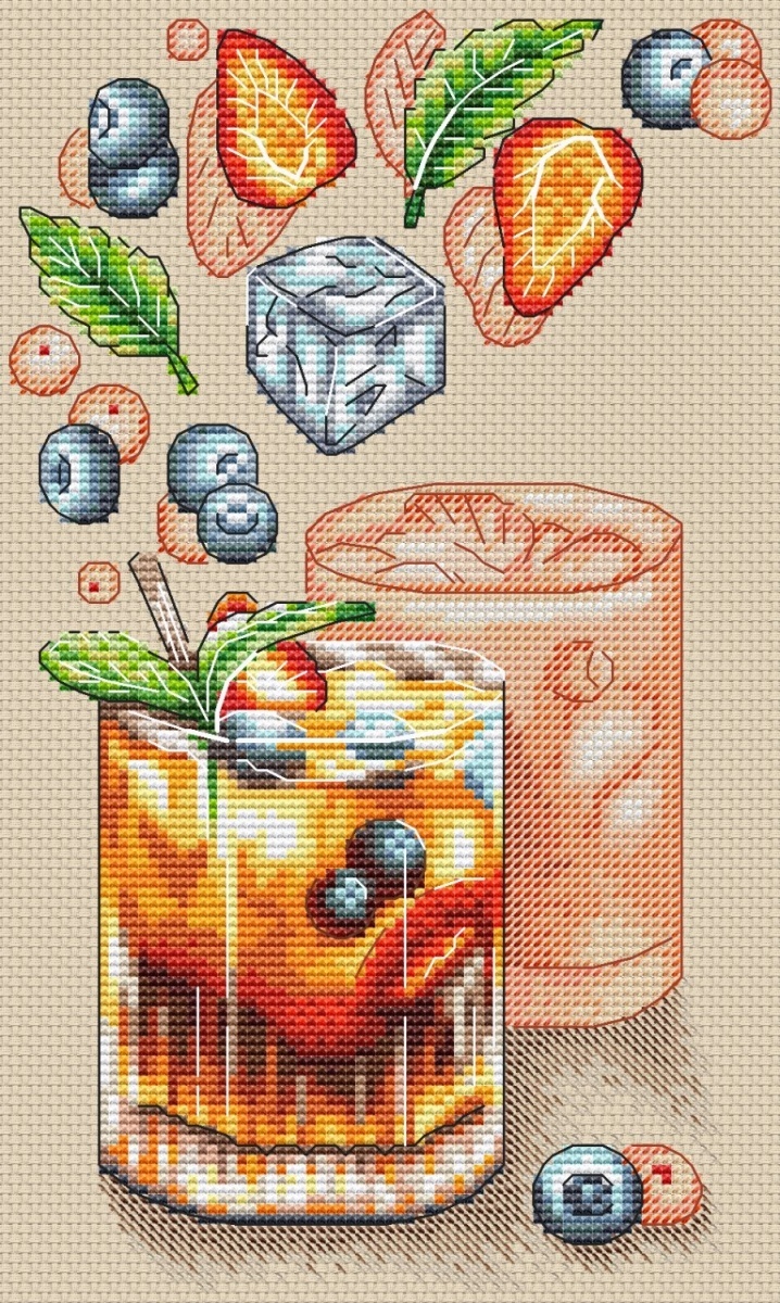 Festive Cocktail Cross Stitch Pattern фото 2