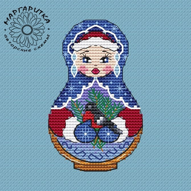 Matryoshka Winter Cross Stitch Pattern фото 1