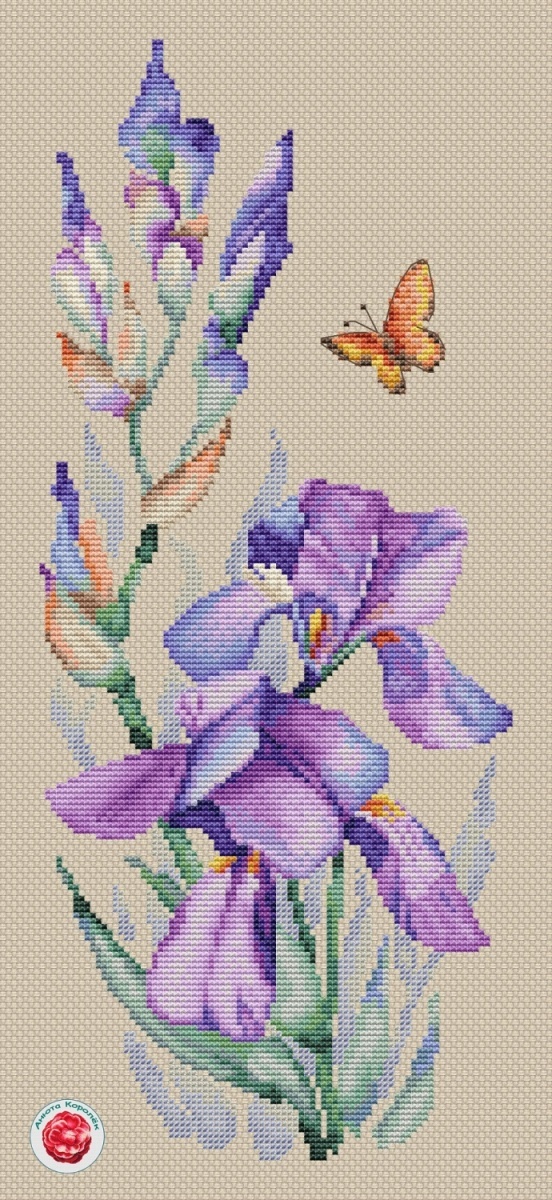 Iris and Butterfly Cross Stitch Pattern фото 2