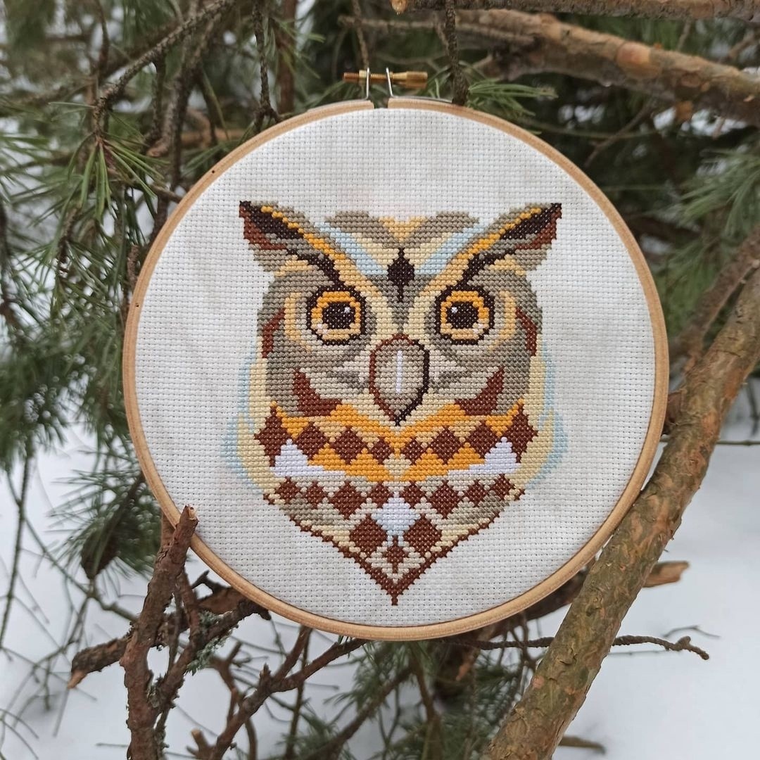 Owl Modern Cross Stitch Pattern фото 2