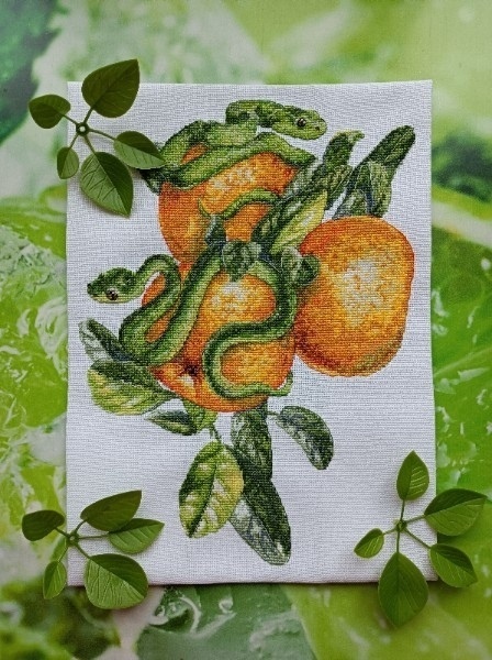 Snakes and Tangerine Cross Stitch Pattern фото 8