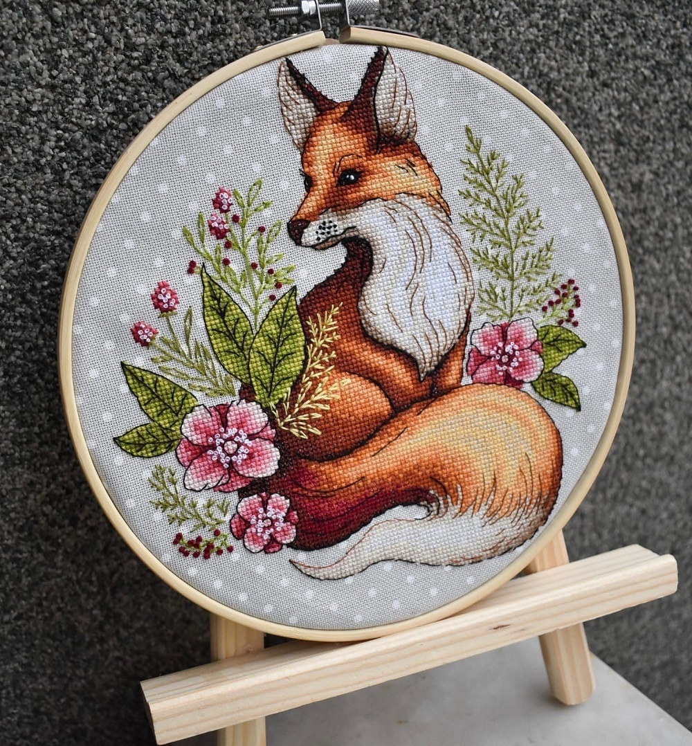 Fox with Flowers Cross Stitch Pattern фото 3