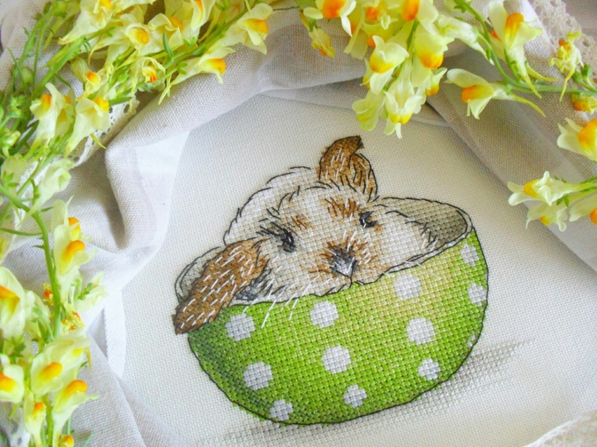 Bunny in a Cup Cross Stitch Pattern фото 3