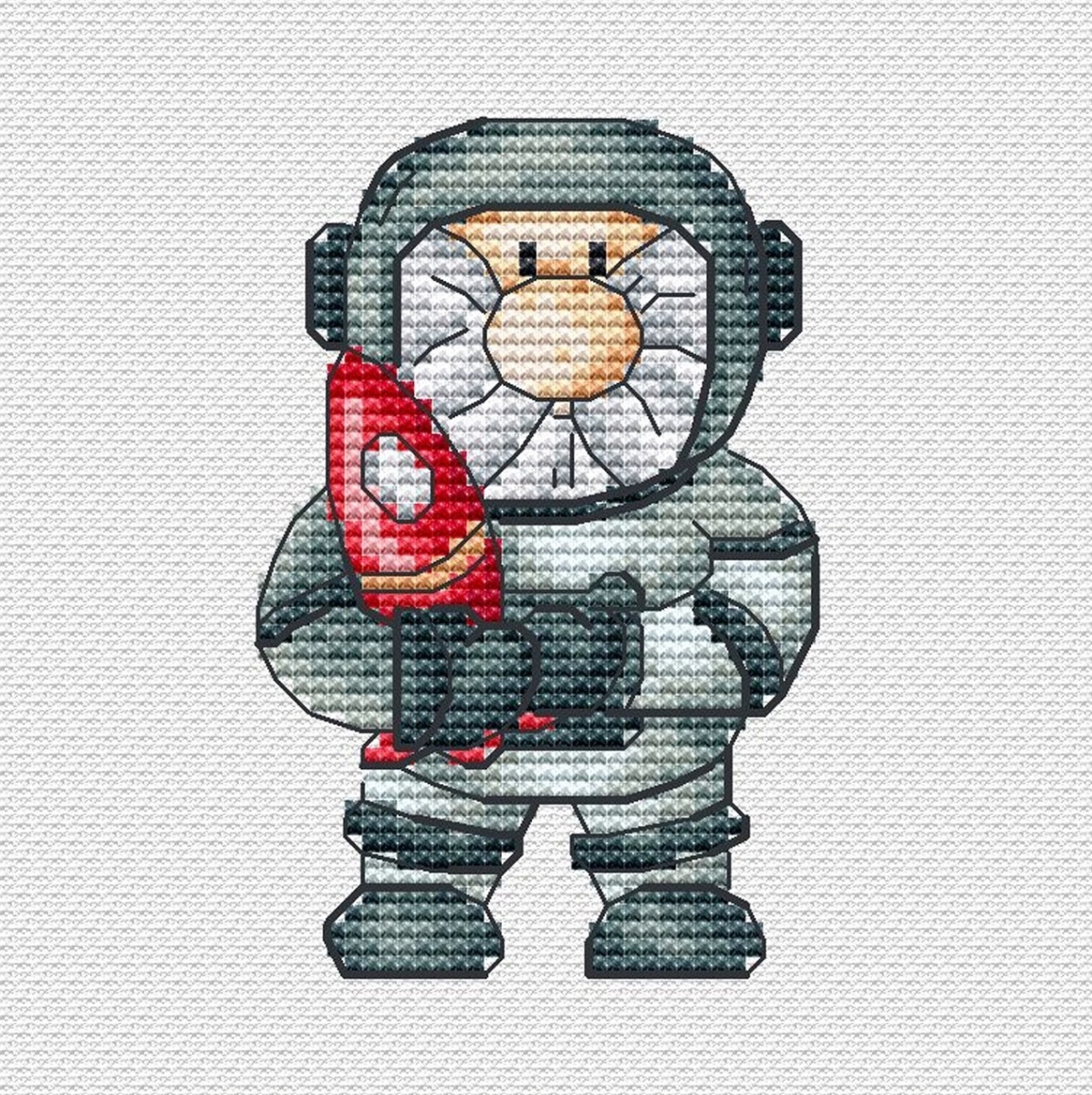Gnome Astronaut Cross Stitch Pattern фото 1