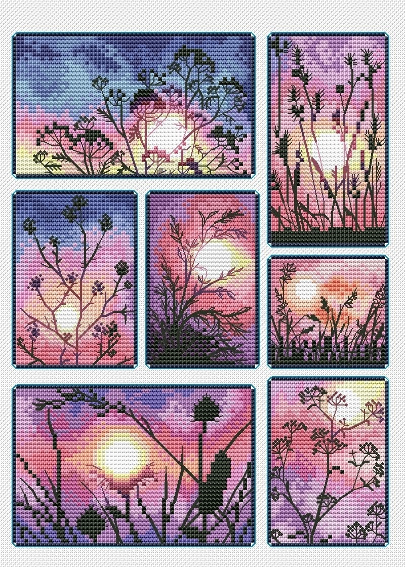 Pink Sunset Cross Stitch Pattern фото 1