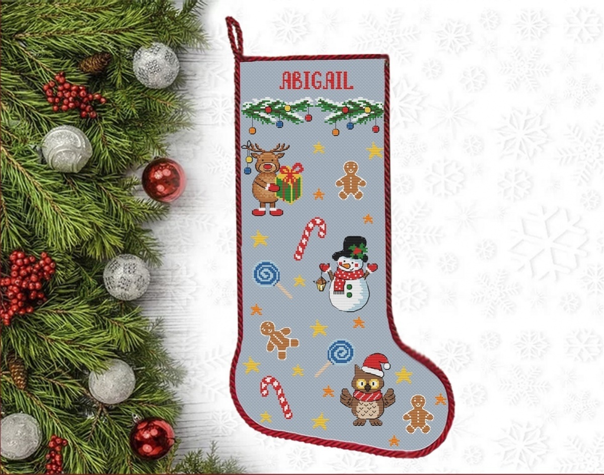 Christmas Stocking. Forest Cross Stitch Pattern фото 1