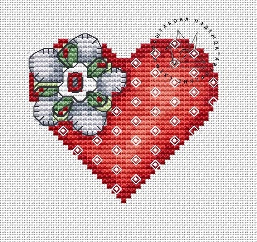Vintage Heart Cross Stitch Pattern фото 1