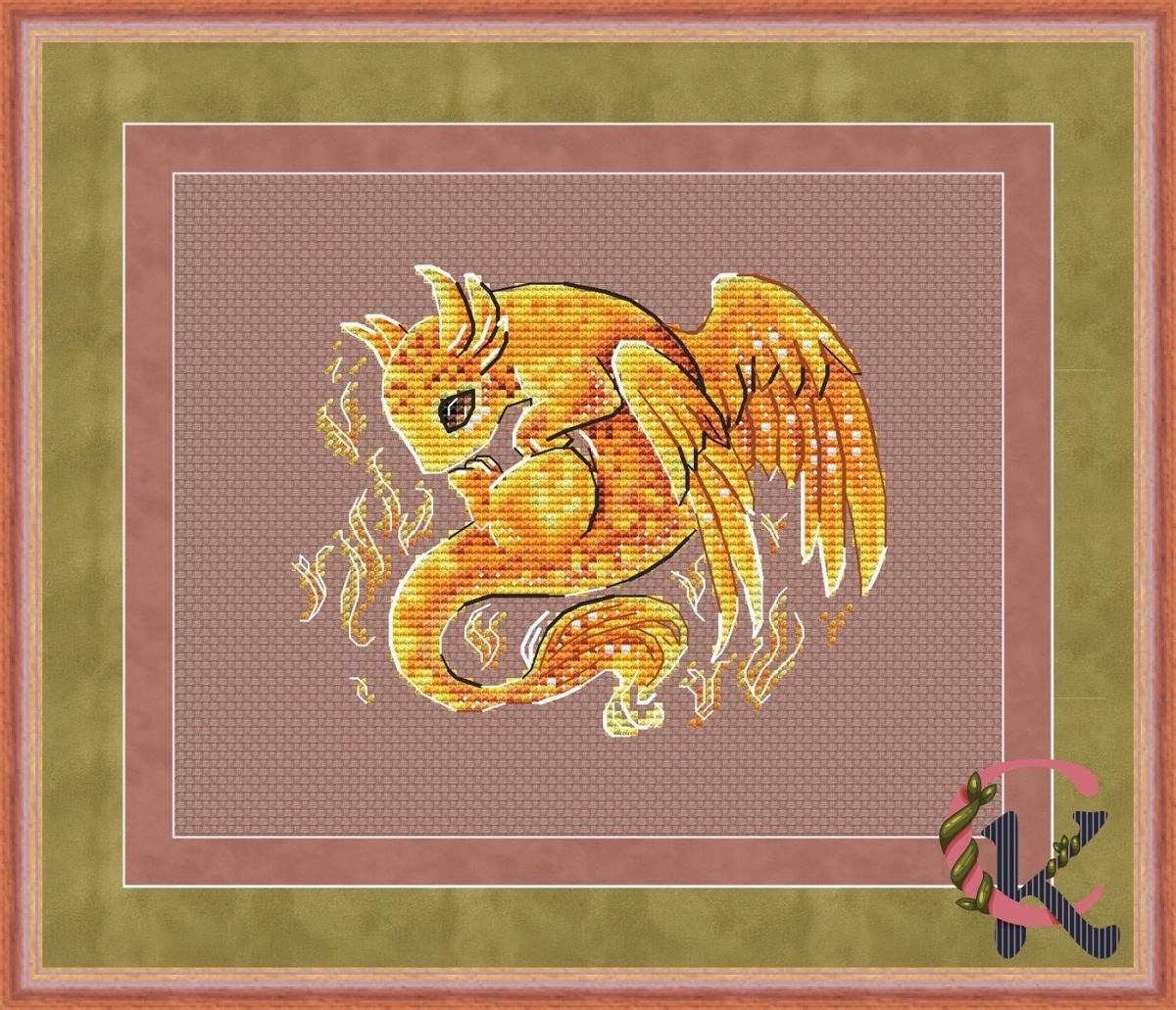 Fire Dragon Cross Stitch Pattern фото 1