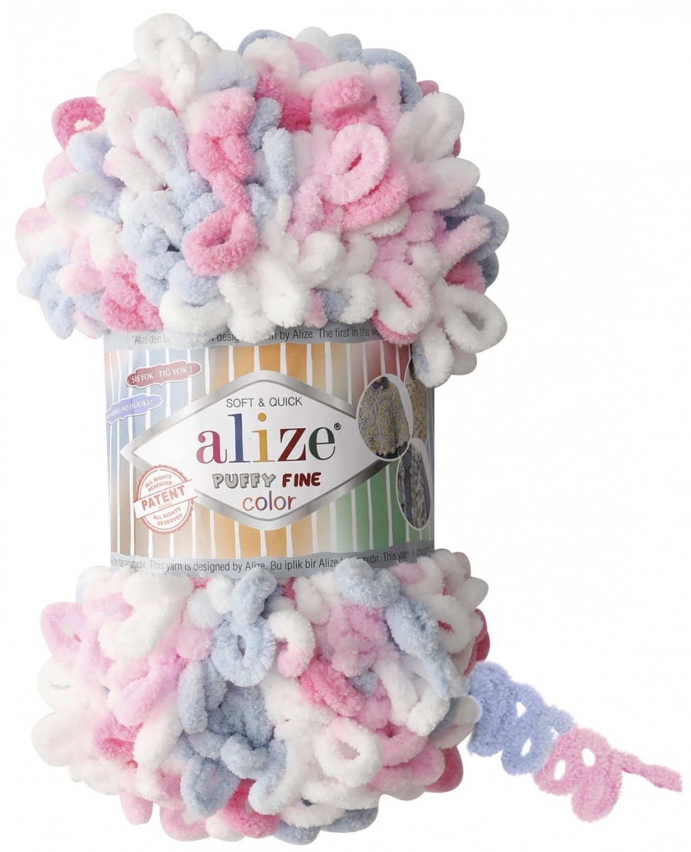 Alize Puffy Fine Color, 100% Micropolyester 5 Skein Value Pack, 500g фото 5
