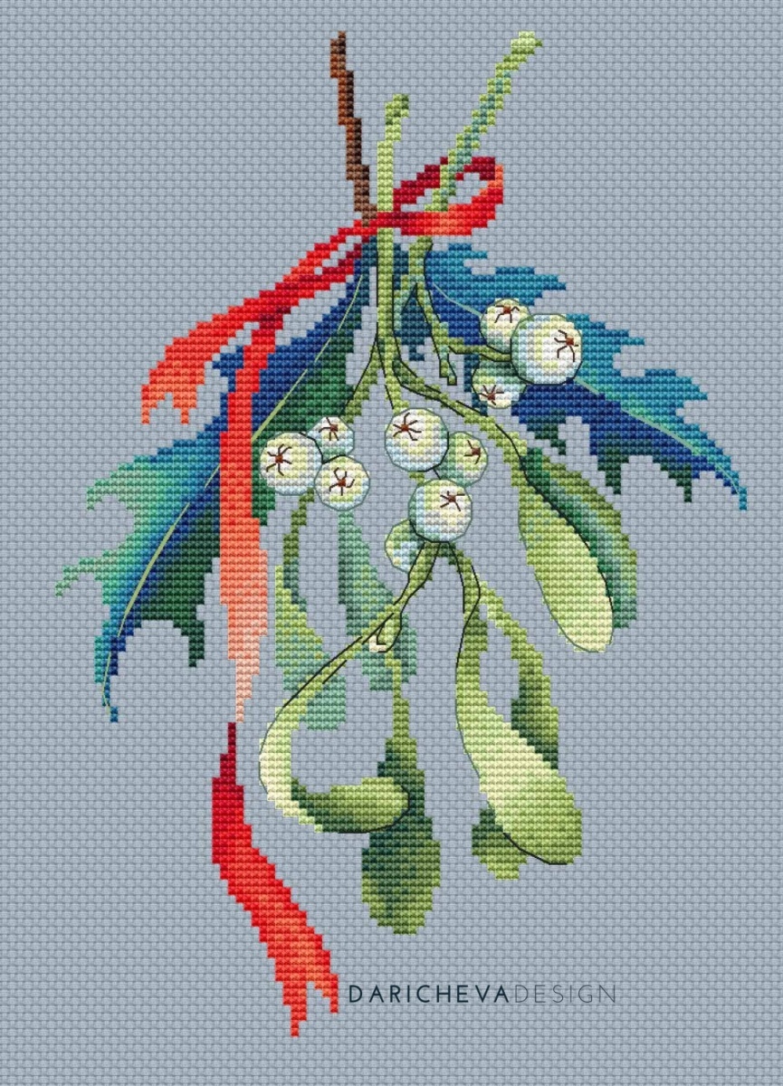 Christmas Mistletoe Cross Stitch Pattern фото 2