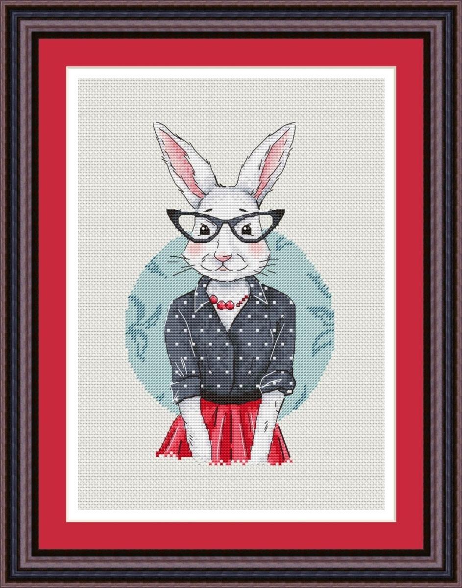 Hipster Bunny Cross Stitch Pattern фото 1