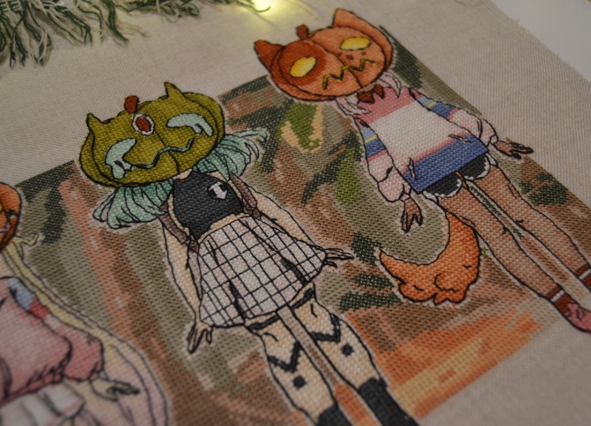 Pumpkin Girls Cross Stitch Pattern фото 7